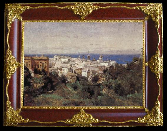 framed  Corot Camille View of Genoa, Ta119-3